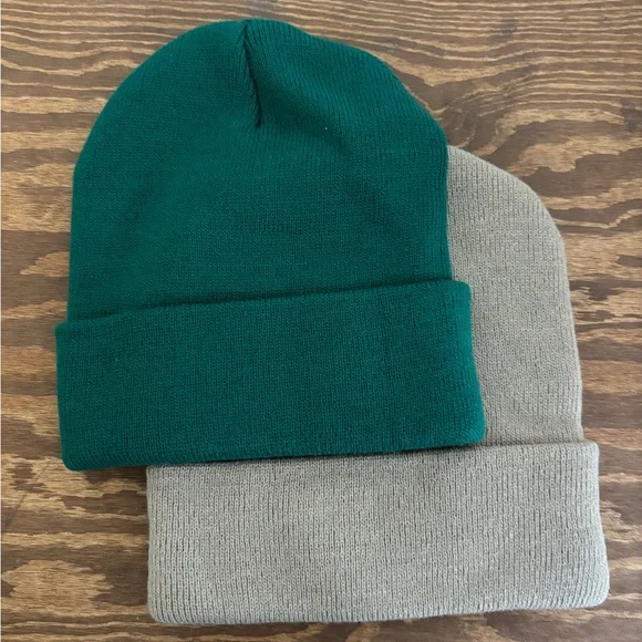 Embroidered smiley face cuffed beanie 2pk - Picture 2 of 2